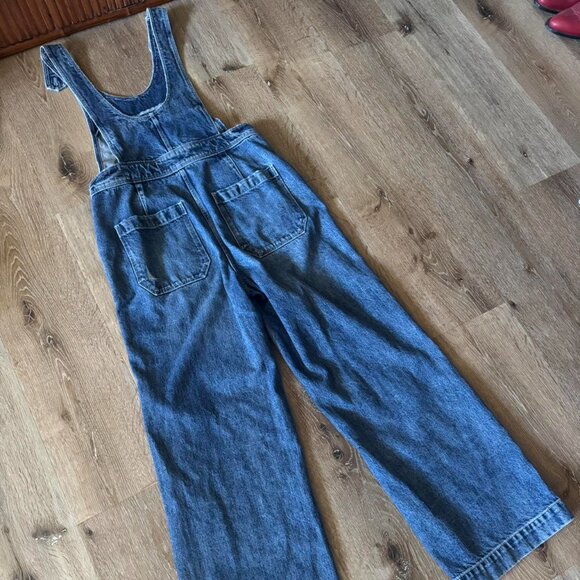 Rebecca Taylor La Vie Blue Denim Wide Leg‎ Overalls Jumpsuit Size Small - Picture 4 of 8